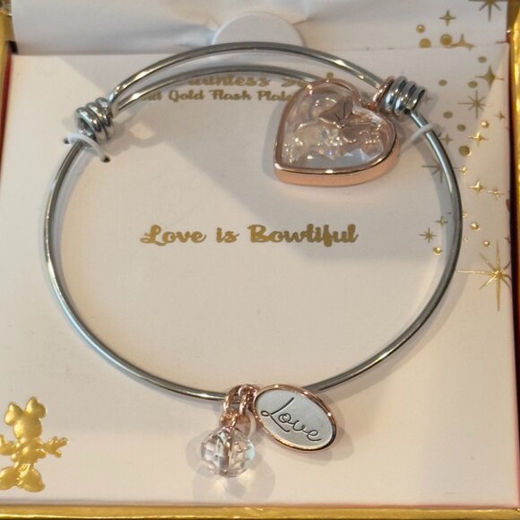DISNEY “LOVE IS BEAUTIFUL” CHARMED BRACELET. NWT NIB - Picture 2 of 5